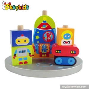 Wholesale high quality cartoon children wooden stacking blocks toy W13D050