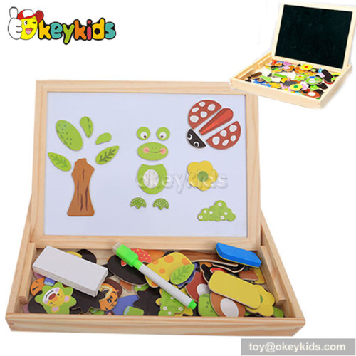 Best design double-sided educational kids wooden magnetic drawing board W12B060
