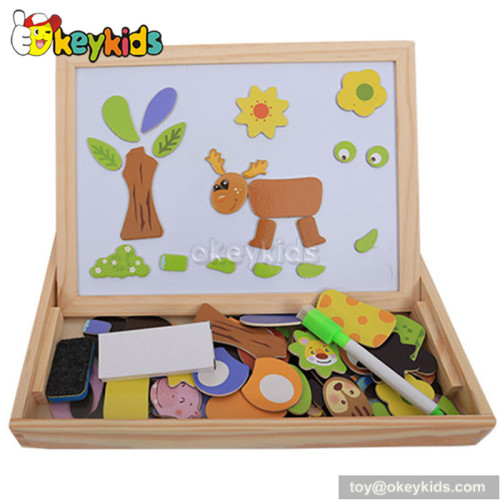 Best design double-sided educational kids wooden magnetic drawing board W12B060