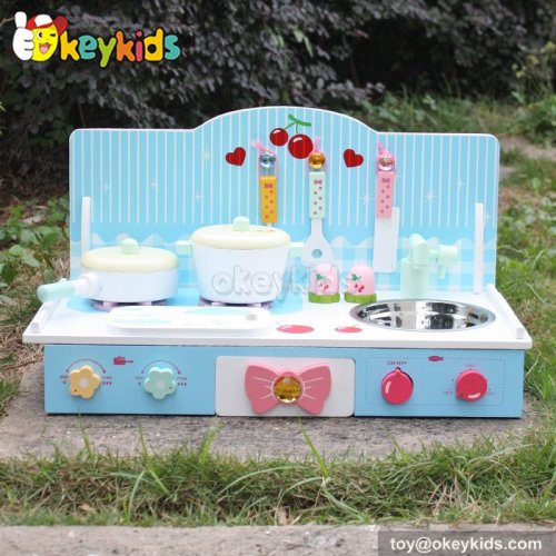 2016 Newest design blue tabletop wooden toddler kitchen for sale W10C236