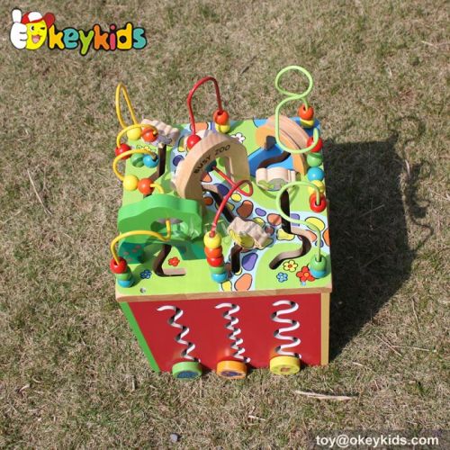 Okeykids Best design educational beads and maze toy children wooden activity cube W12D048