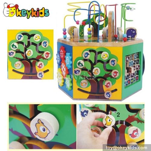 Top fashion educational beads and maze toy children wooden alphabet activity cube W12D028