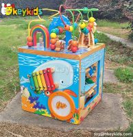 Okeykids Top fashion educational beads and maze toy wooden baby activity cube W12D033