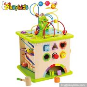 Top fashion educational beads and maze toy wooden kids activity cube W12D026