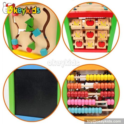 Most popular educational beads and maze toy wooden activity cube for toddlers W12D024