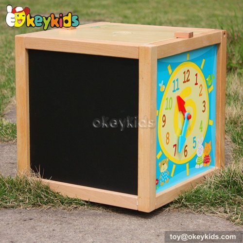 Top sale preschool multi beads toy wooden activity cube for babies W11B059