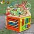 Top fashion kids preschool multi beads toy wooden toy cube W11B061