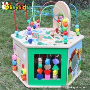 Top fashion kids preschool multi beads toy wooden toy activity cube W11B081