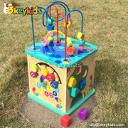 Top fashion kids preschool multi beads toy wooden activity box W11B088
