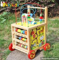 Top fashion multi baby walker toy wooden baby activity block W11B128