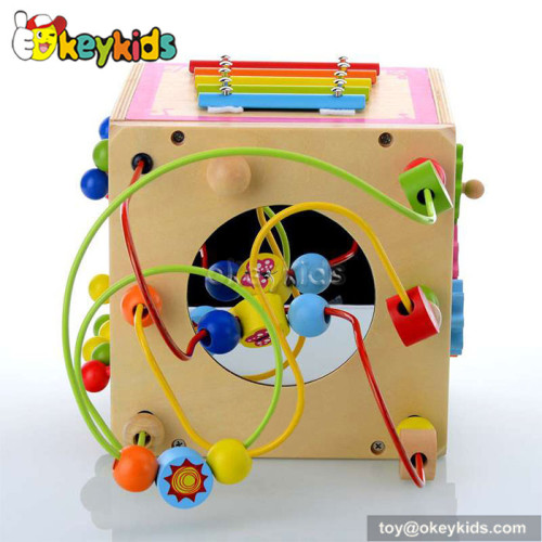 Most popular toddlers educational toy wooden activity cube for kids W11B122