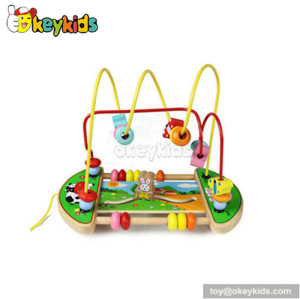 Best sale toddlers home play wooden wire and bead toy for one year old W11B012