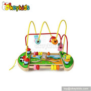 Best sale toddlers home play wooden wire and bead toy for one year old W11B012