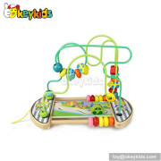 Best design home play kids wooden bead wire toy for one year old W11B013