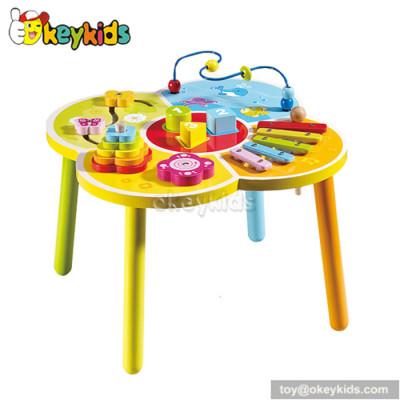 Best design multi baby beads toy wooden bead activity table W11B027