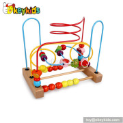 Wholesale cheap educational toy toddlers wooden toy with wires and beads W11B115