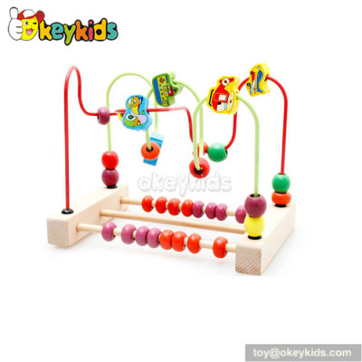 Wholesale cheap educational toy toddlers wooden wire bead maze toys W11B117