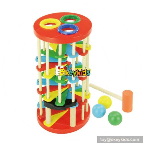 Most popular educational kids wooden pound and roll tower W11G024