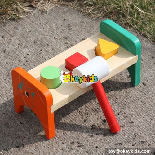 Most popular preschool kids pounding wooden hammer bench toy W11G026