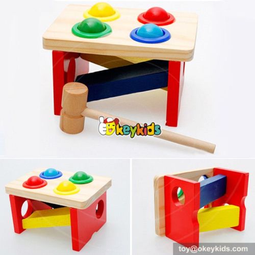 Most popular preschool kids pound toy wooden hammer bench W11G023