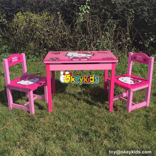 High quality cartoon hello kitty toddler wooden table and chairs W08G161