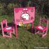 High quality cartoon hello kitty toddler wooden table and chairs W08G161