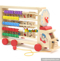 New design toddlers preschool learning toy wooden toy abacus maths car W12C008
