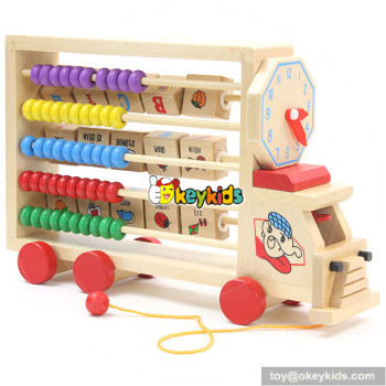 New design toddlers preschool learning toy wooden toy abacus maths car W12C008