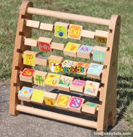New design toddlers preschool learning toy wooden toy abacus maths car W12C010