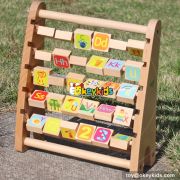 New design toddlers preschool learning toy wooden toy abacus maths car W12C010