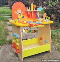 Best design large play builder children toy wooden workbench with tools W03D077