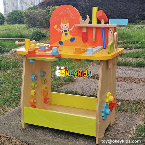 Best design large play builder children toy wooden workbench with tools W03D077