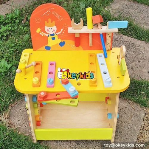 Best design large play builder children toy wooden workbench with tools W03D077