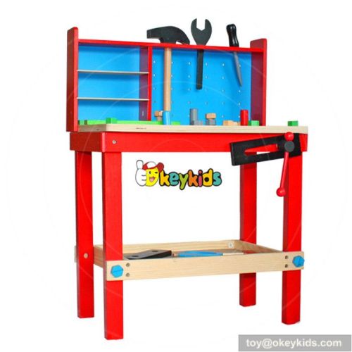 Best design large play builder wooden toy workbench for toddlers W03D044