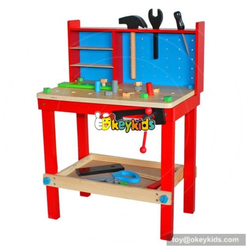 Best design large play builder wooden toy workbench for toddlers W03D044