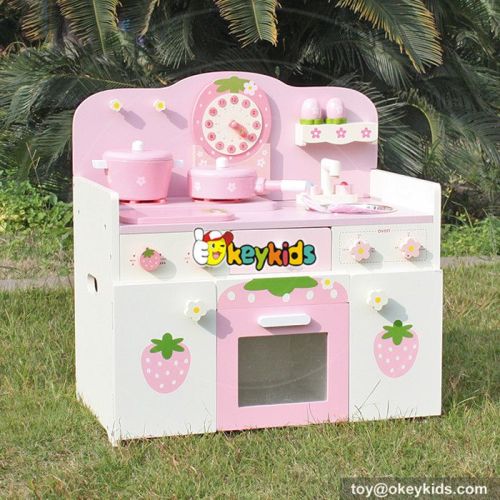 New design strawberry children play wooden toy kitchen set W10C148