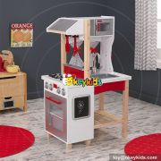 New design double sided pretend play children toy wooden kitchen W10C257