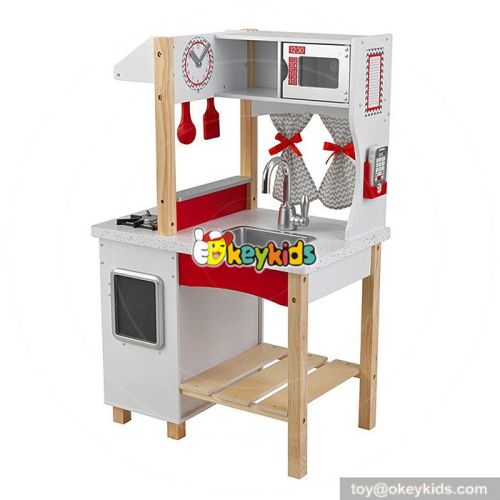 New design double sided pretend play children toy wooden kitchen W10C257
