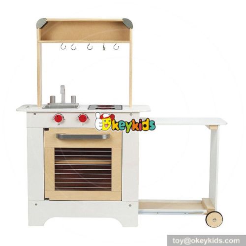 Cooking play toy white wooden kitchen playset for kids W10C260