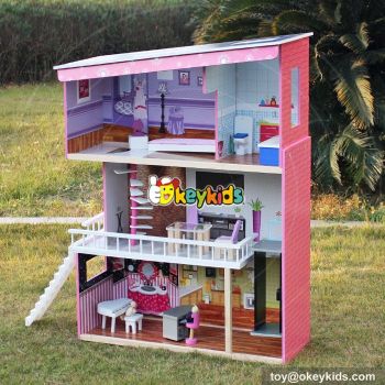 New design super model wooden dollhouse for girls W06A151