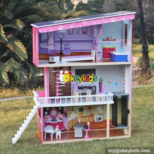 New design super model wooden dollhouse for girls W06A151