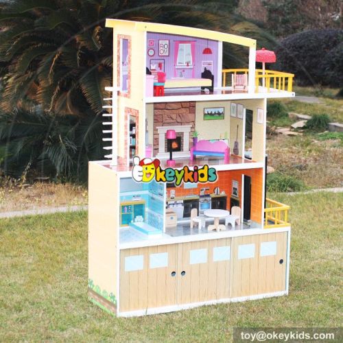 New design big size wooden beachfront mansion dollhouse for sale W06A153
