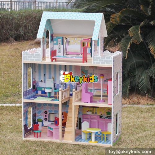 New design big girls luxurious wooden doll houses for sale W06A161
