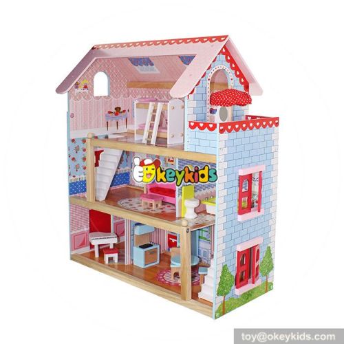 Hot sale girls perfect kids wooden doll house play W06A100