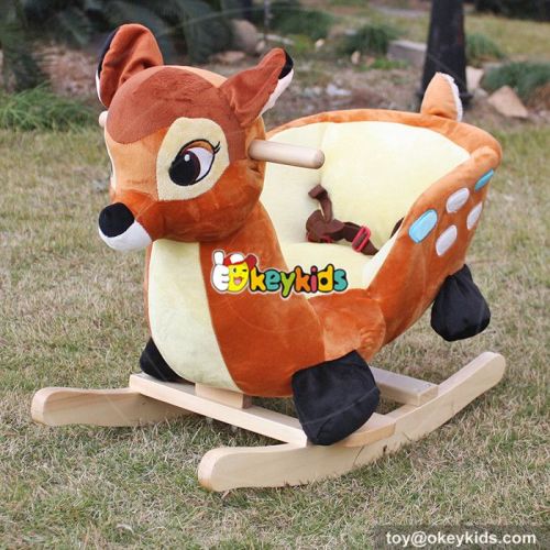 New hot comfortable baby wooden plush rocking horse for sale W16D074