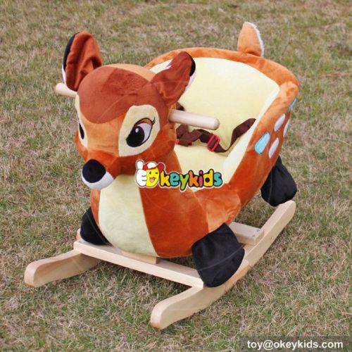 New hot comfortable baby wooden plush rocking horse for sale W16D074