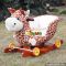 New hot comfortable baby wooden plush rocking horse with sound W16D081