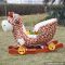 New hot comfortable baby wooden plush rocking horse with sound W16D081