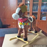 Top fashion toddlers comfortable wooden rocking horse with sound W16D089
