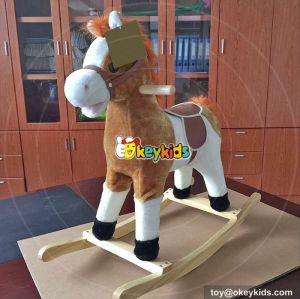 Top fashion toddlers interactive wooden rocking horse with sound W16D090